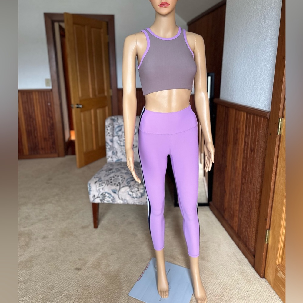 Wilo the Label Sport Bra Top and Leggings set Size XS in Lilac and Tan color.
